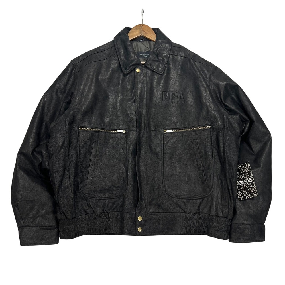 Vintage Leather Bomber Jacket Men 2XL NRA Life Member National Rifle Association